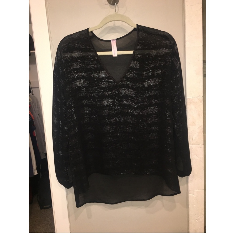 Black Silver Glitter V-neck Tunic